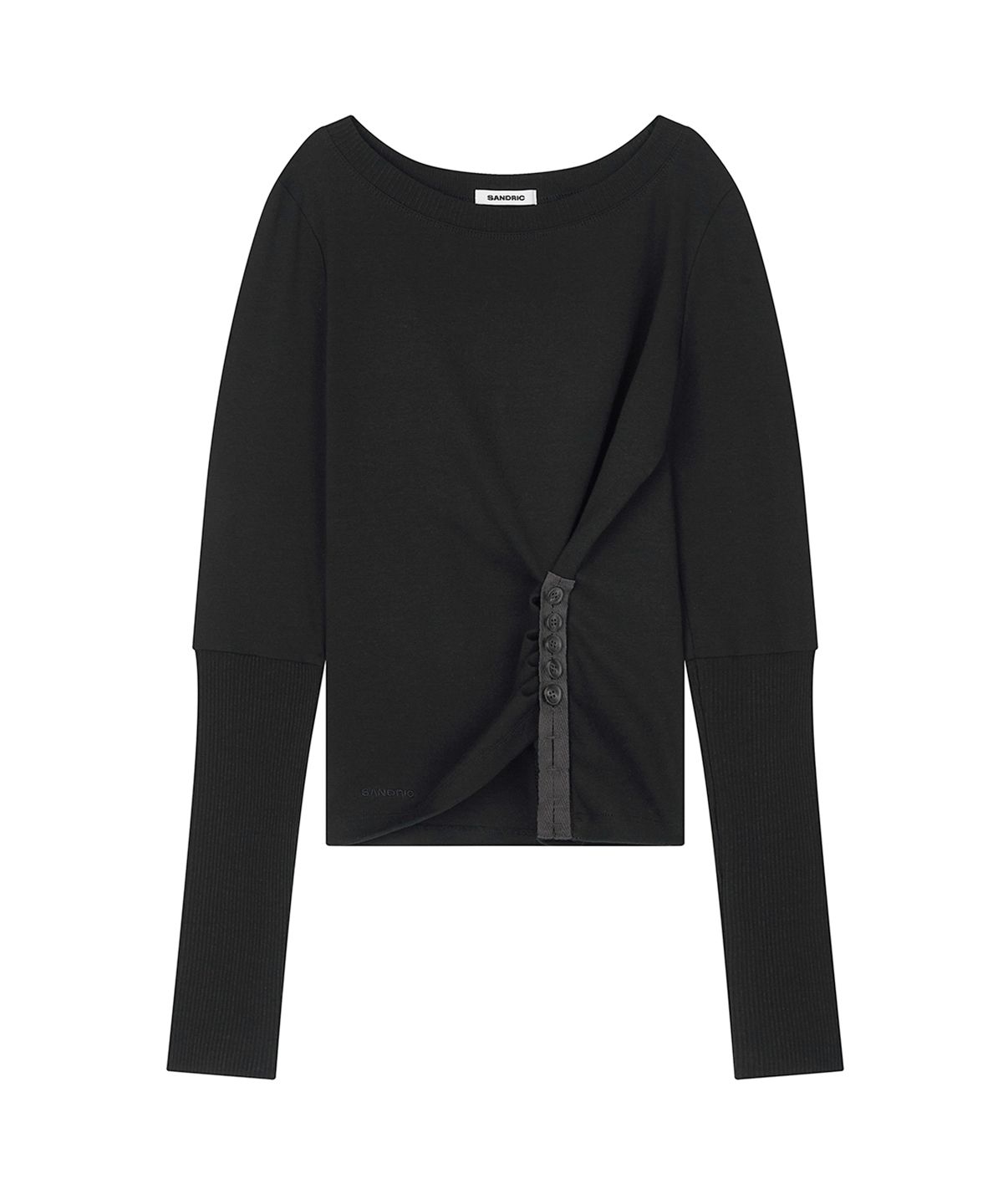샌드릭(SANDRIC) Button Detail Tee_Black