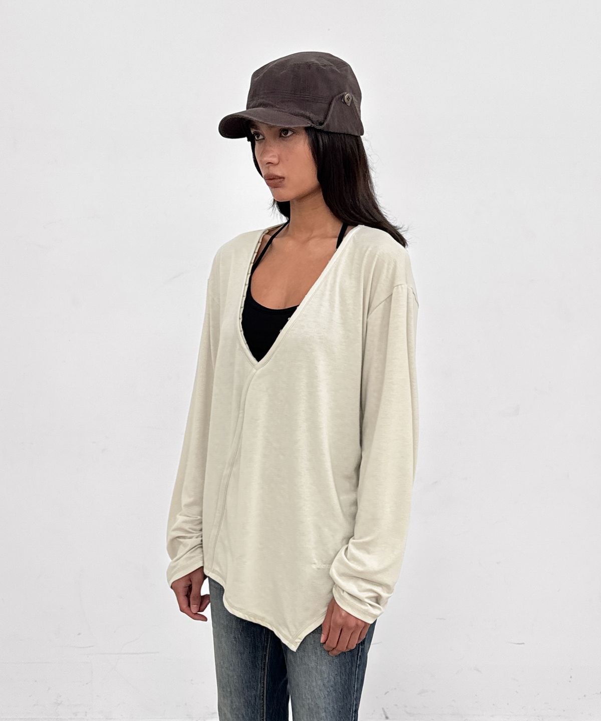 샌드릭(SANDRIC) Hook V-Neck Tee_Lime