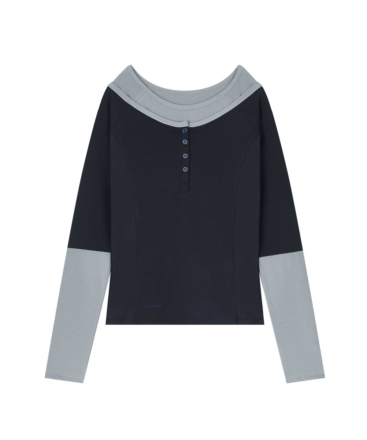 샌드릭(SANDRIC) Layered Boat Neck Tee_Navy
