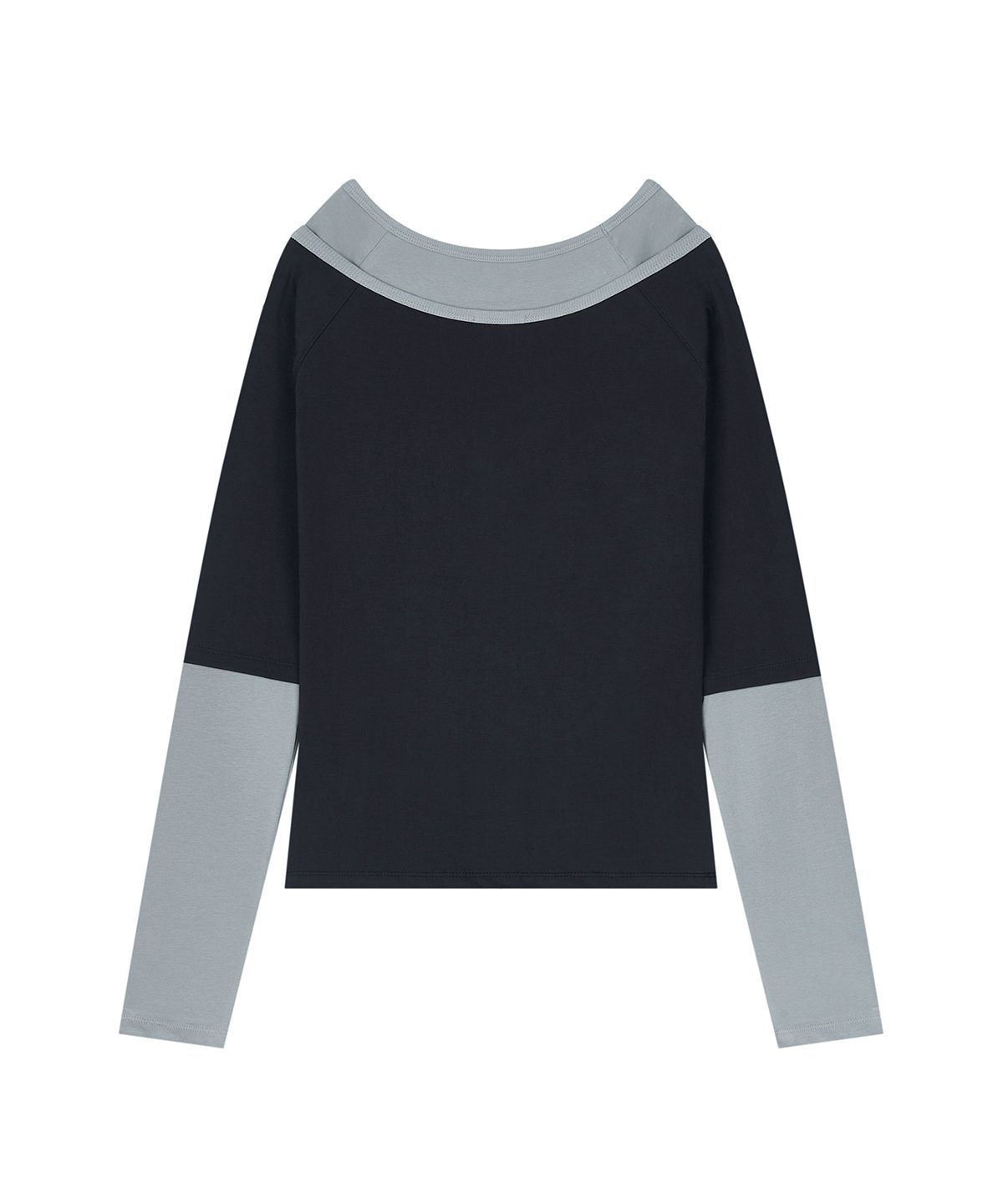 샌드릭(SANDRIC) Layered Boat Neck Tee_Navy