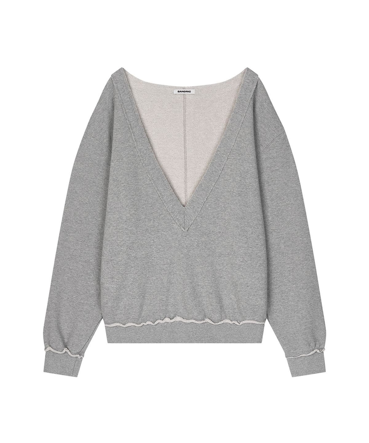샌드릭(SANDRIC) Deep V-Neck Sweatshirt_Melange Grey
