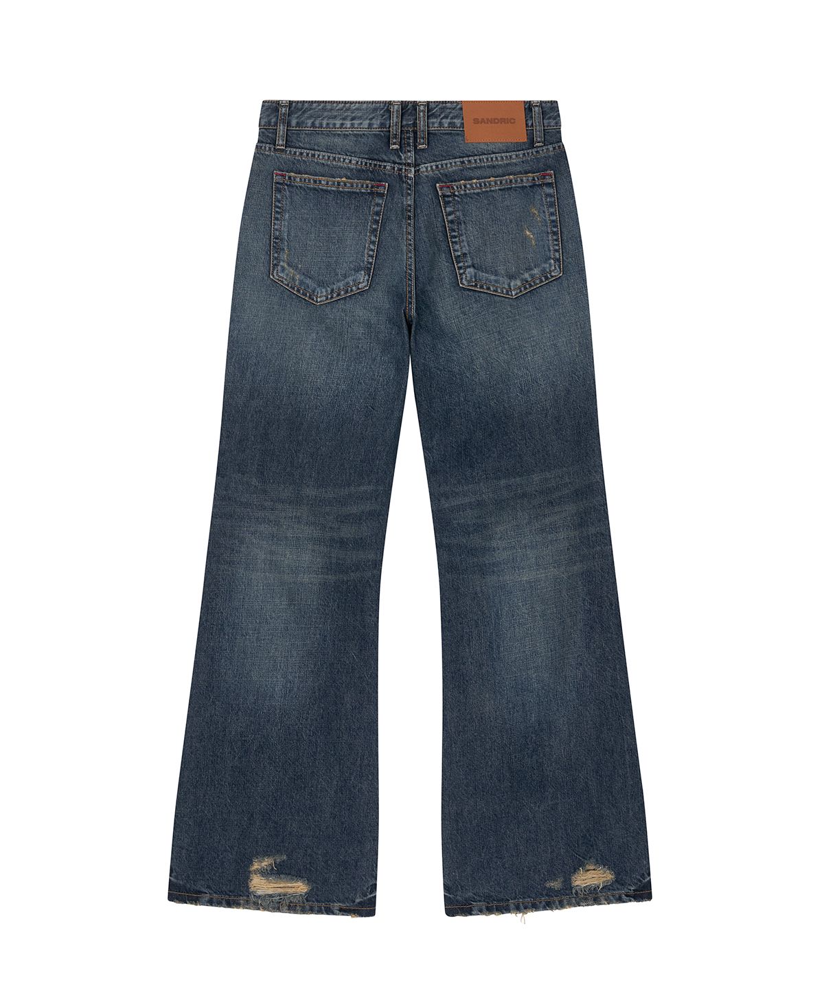 샌드릭(SANDRIC) Distressed Bootcut Denim Pants_blue