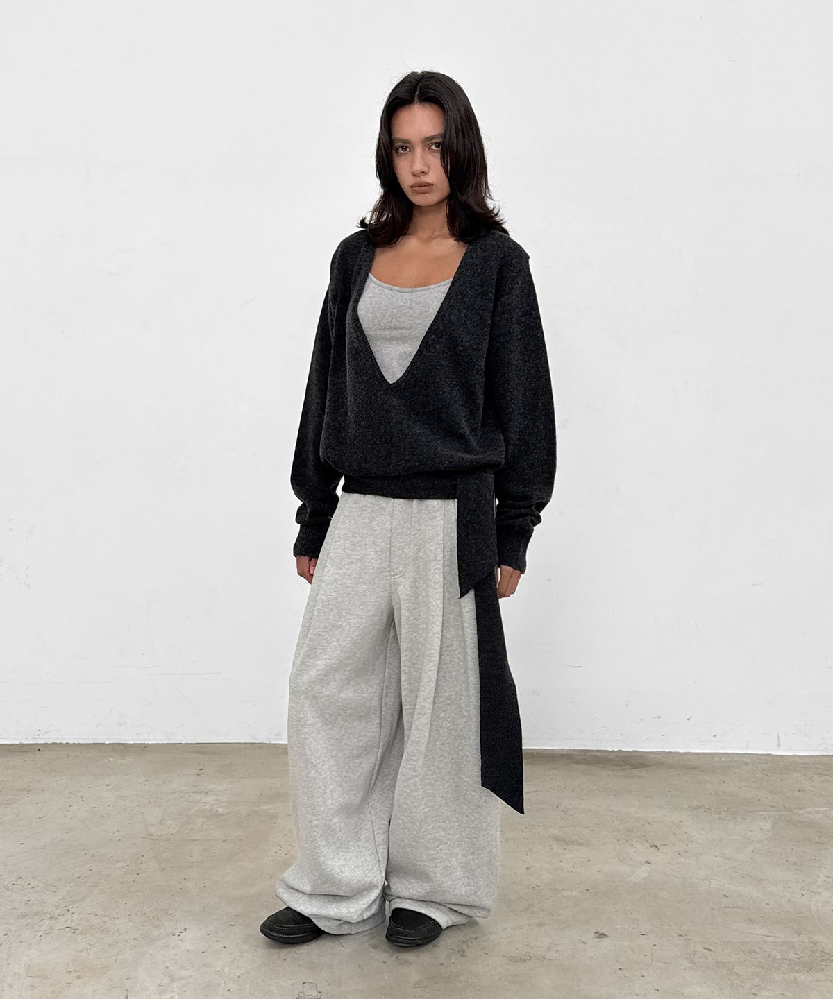 샌드릭(SANDRIC) pocket Detail sweat pants_Melange grey