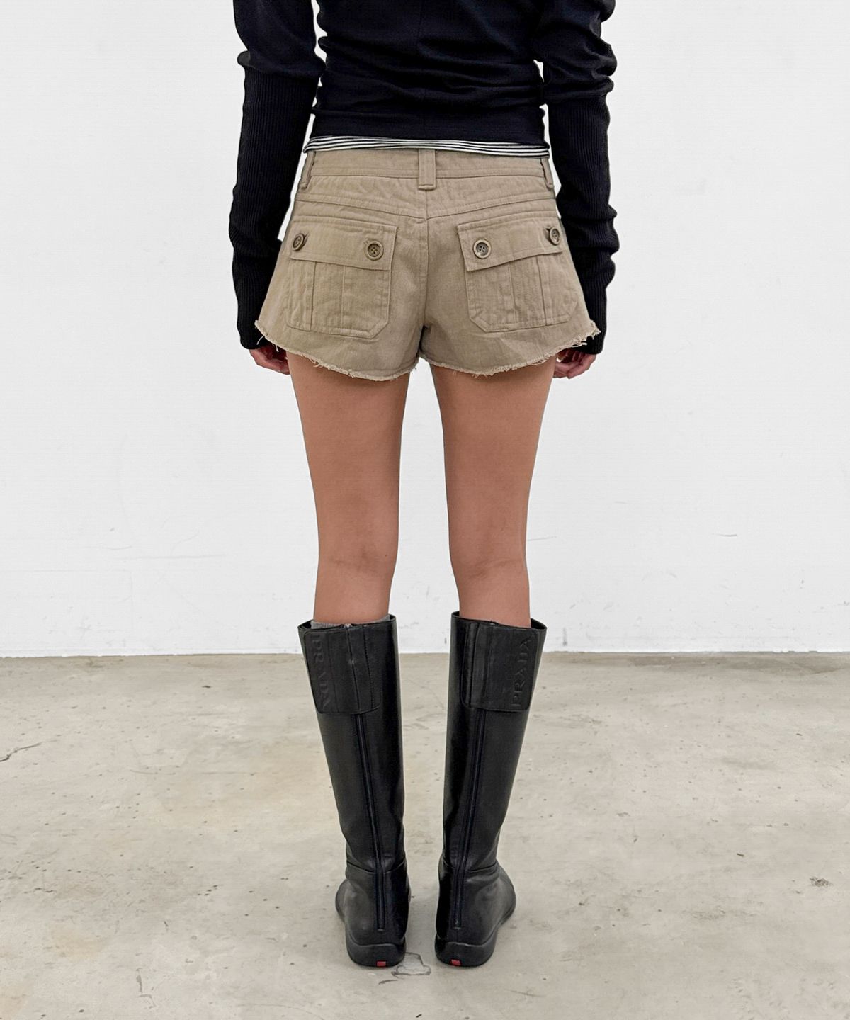 샌드릭(SANDRIC) Distressed Short Pants_Beige
