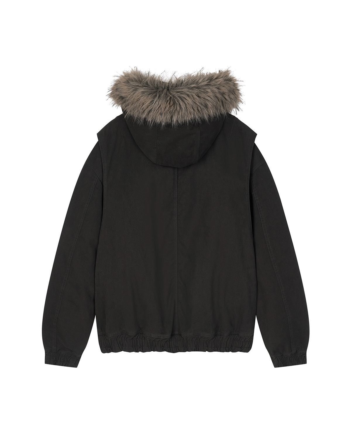 샌드릭(SANDRIC) Detachable Fur Jacket_Charcoal