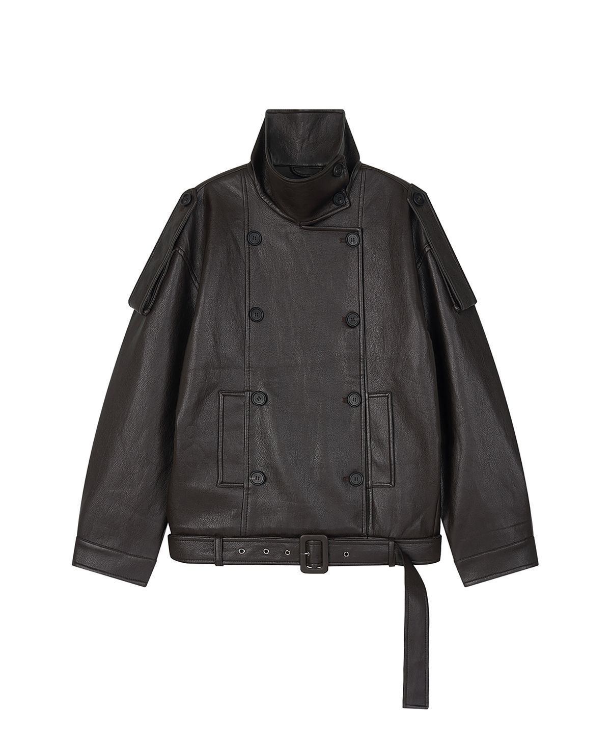 샌드릭(SANDRIC) LINE.02 high neck leather jacket_brown
