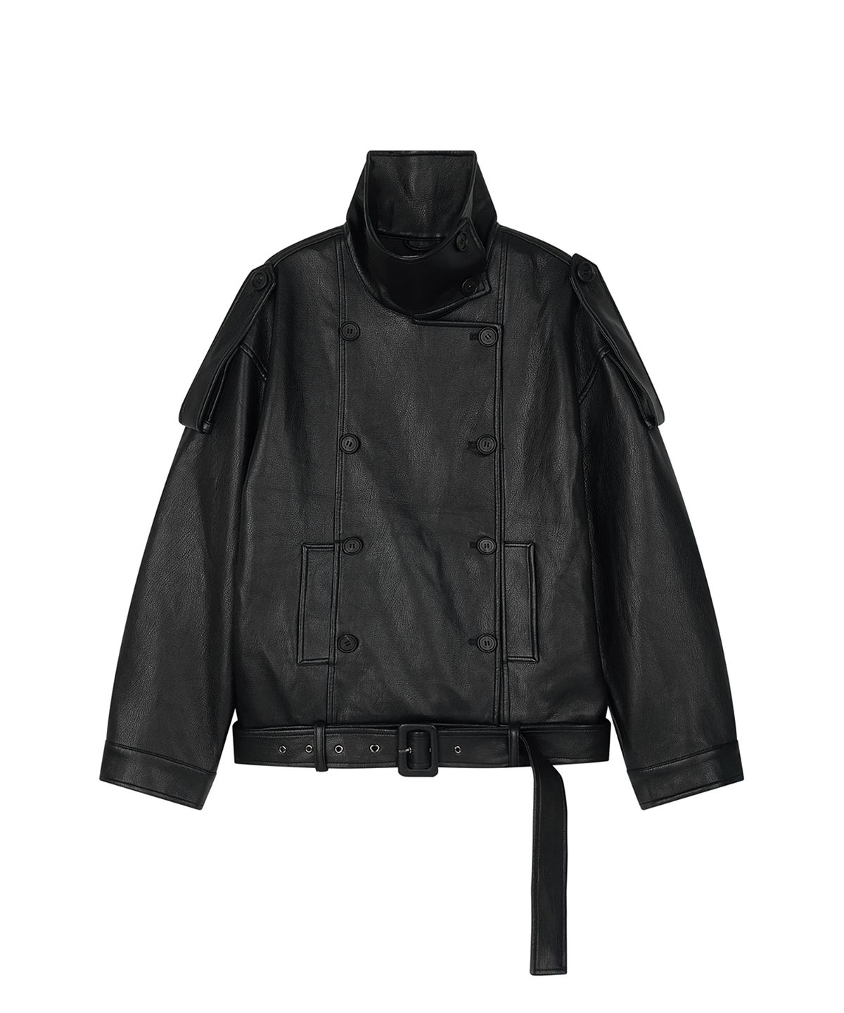 샌드릭(SANDRIC) LINE.02 high neck leather jacket_black