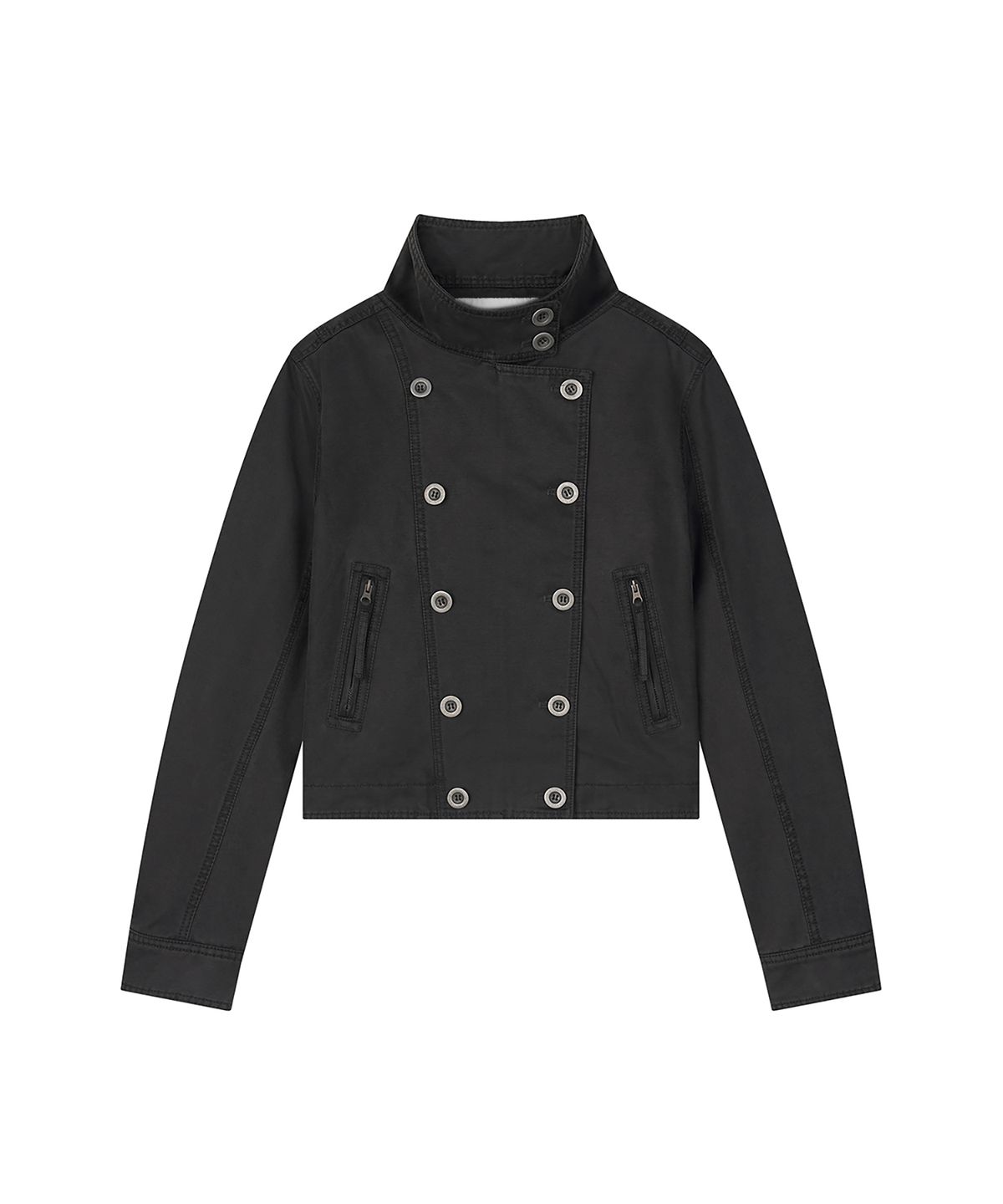 샌드릭(SANDRIC) LINE.02 button leather jacket_washed charcoal