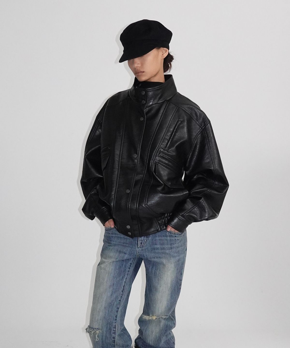 샌드릭(SANDRIC) LINE.02 vintage leather jacket_black