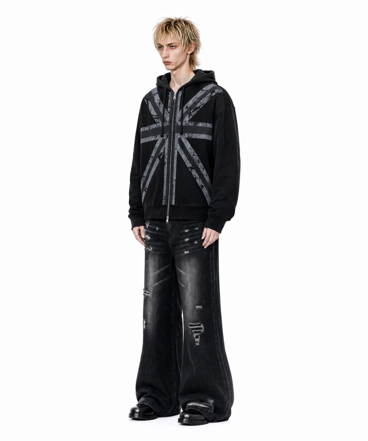 아이돈워너셀(IDWS) Injury Flare Denim Pants Black