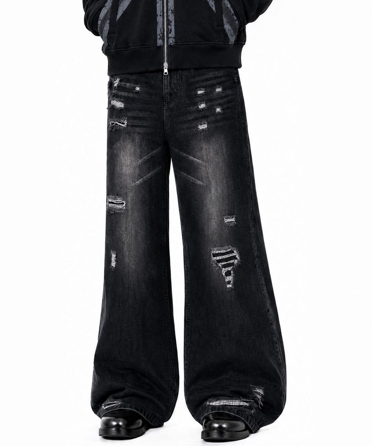 아이돈워너셀(IDWS) Injury Flare Denim Pants Black