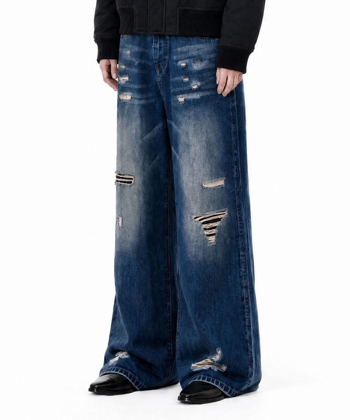아이돈워너셀(IDWS) Injury Flare Denim Pants Indigo
