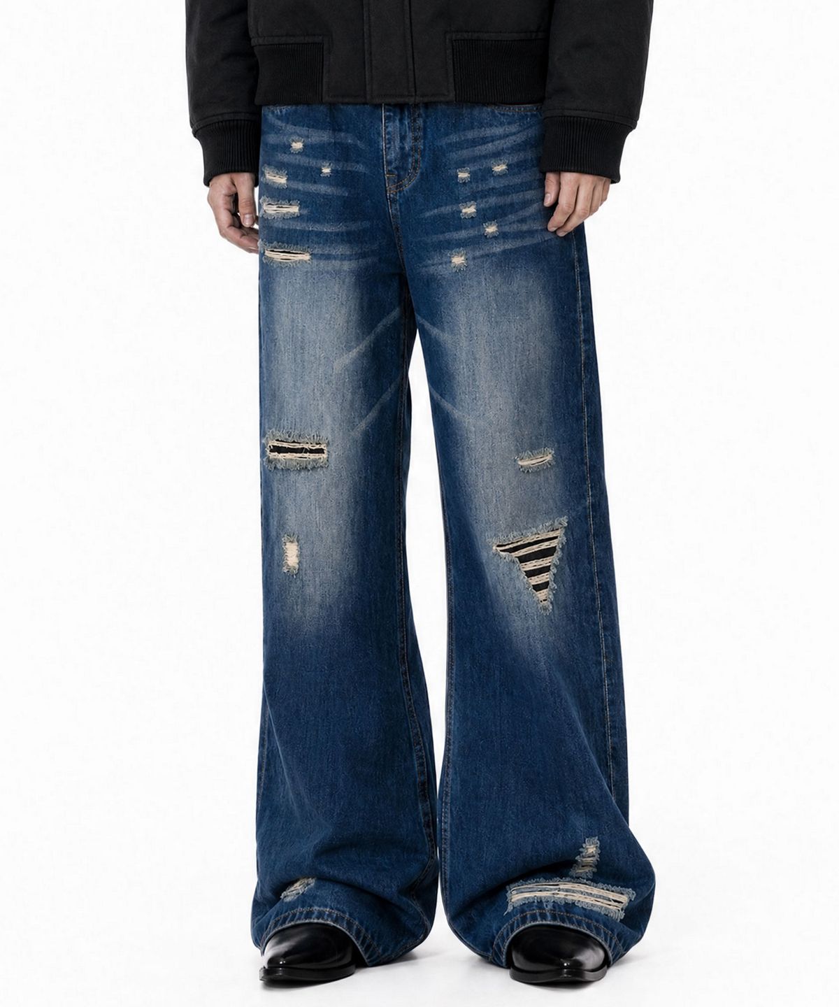 아이돈워너셀(IDWS) Injury Flare Denim Pants Indigo
