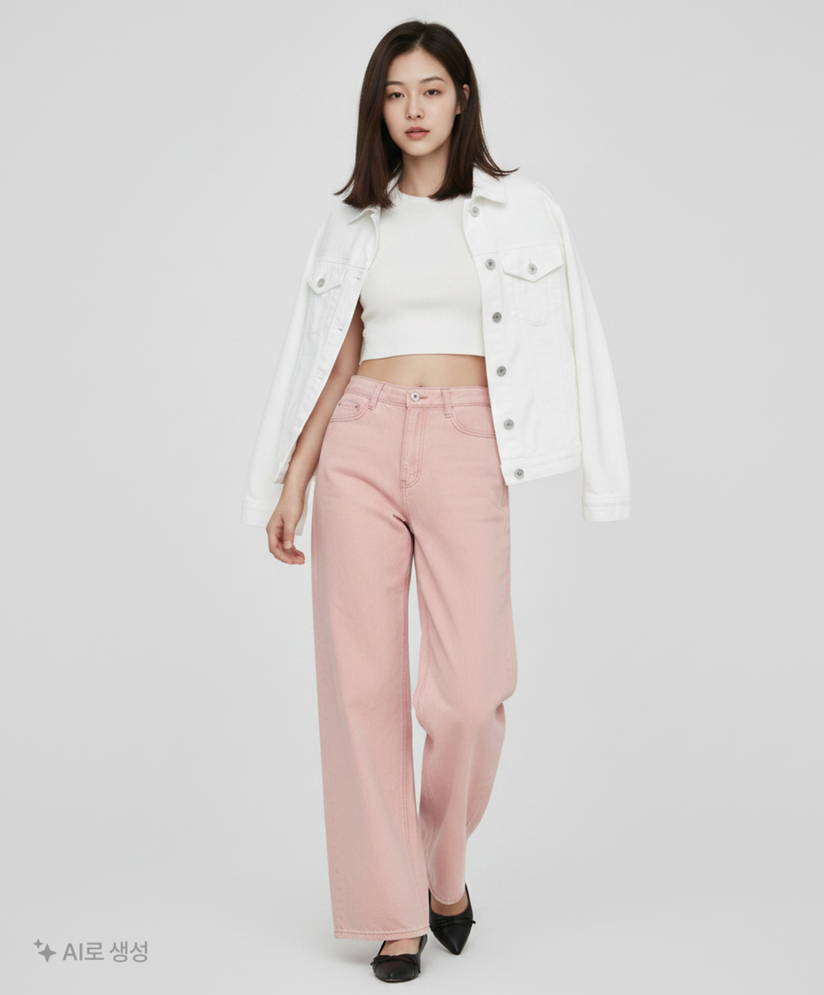 헤인트(HAINT) 스트레이트 세미 와이드 피그먼트 데님_PINK L