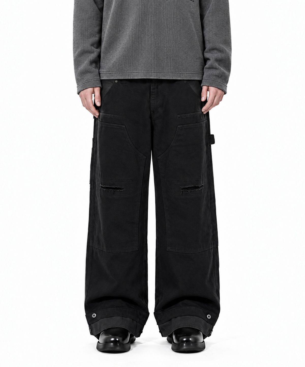 아이돈워너셀(IDWS) Double Hem Carpenter Pants Black