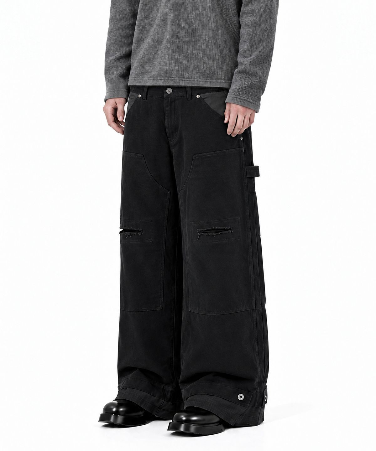 아이돈워너셀(IDWS) Double Hem Carpenter Pants Black