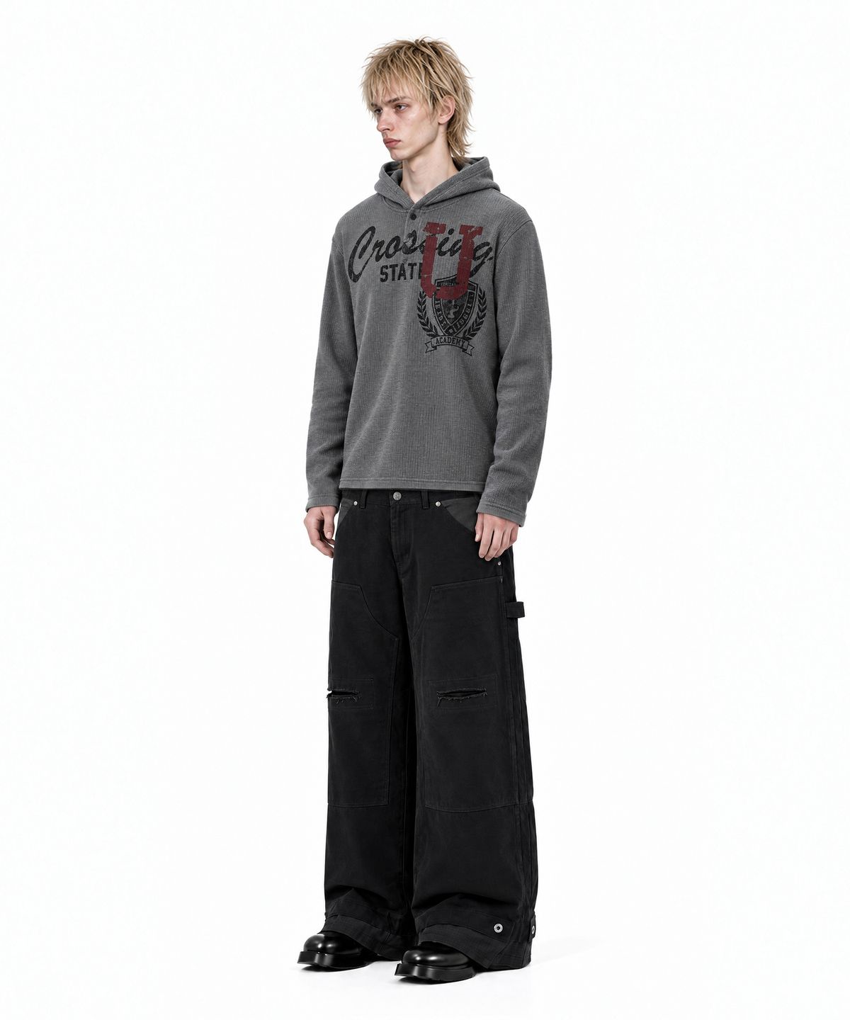 아이돈워너셀(IDWS) Double Hem Carpenter Pants Black