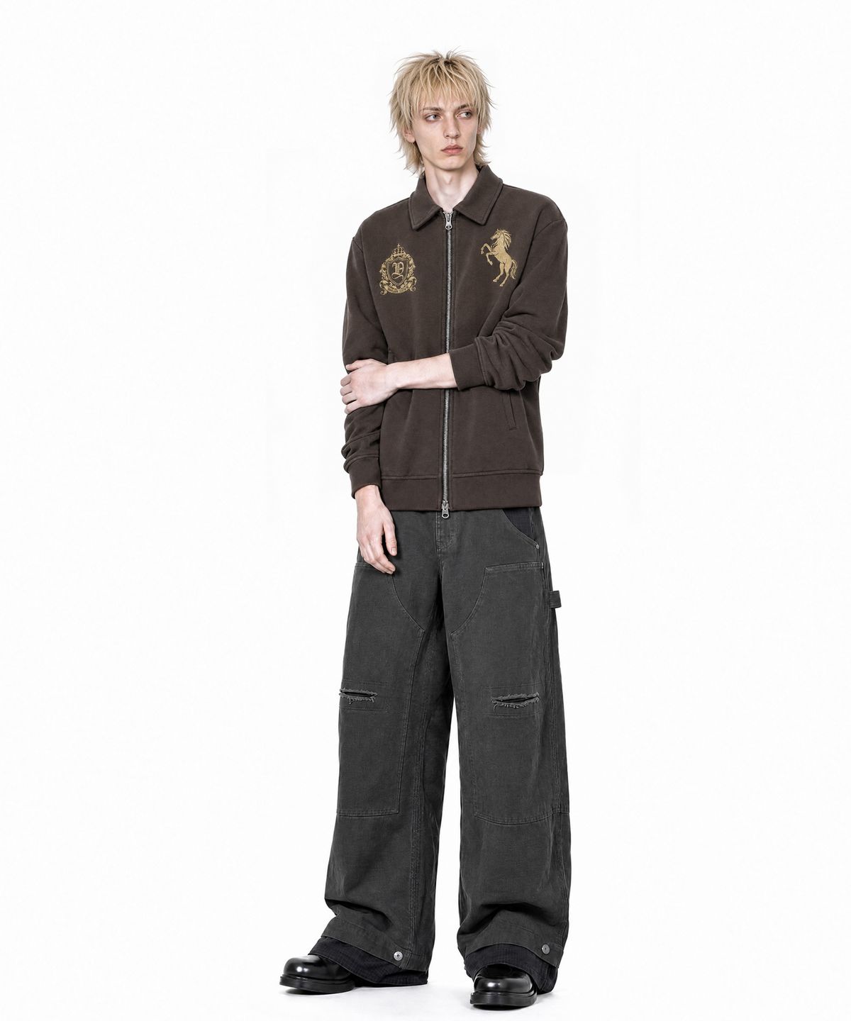 아이돈워너셀(IDWS) Double Hem Carpenter Pants Charcoal