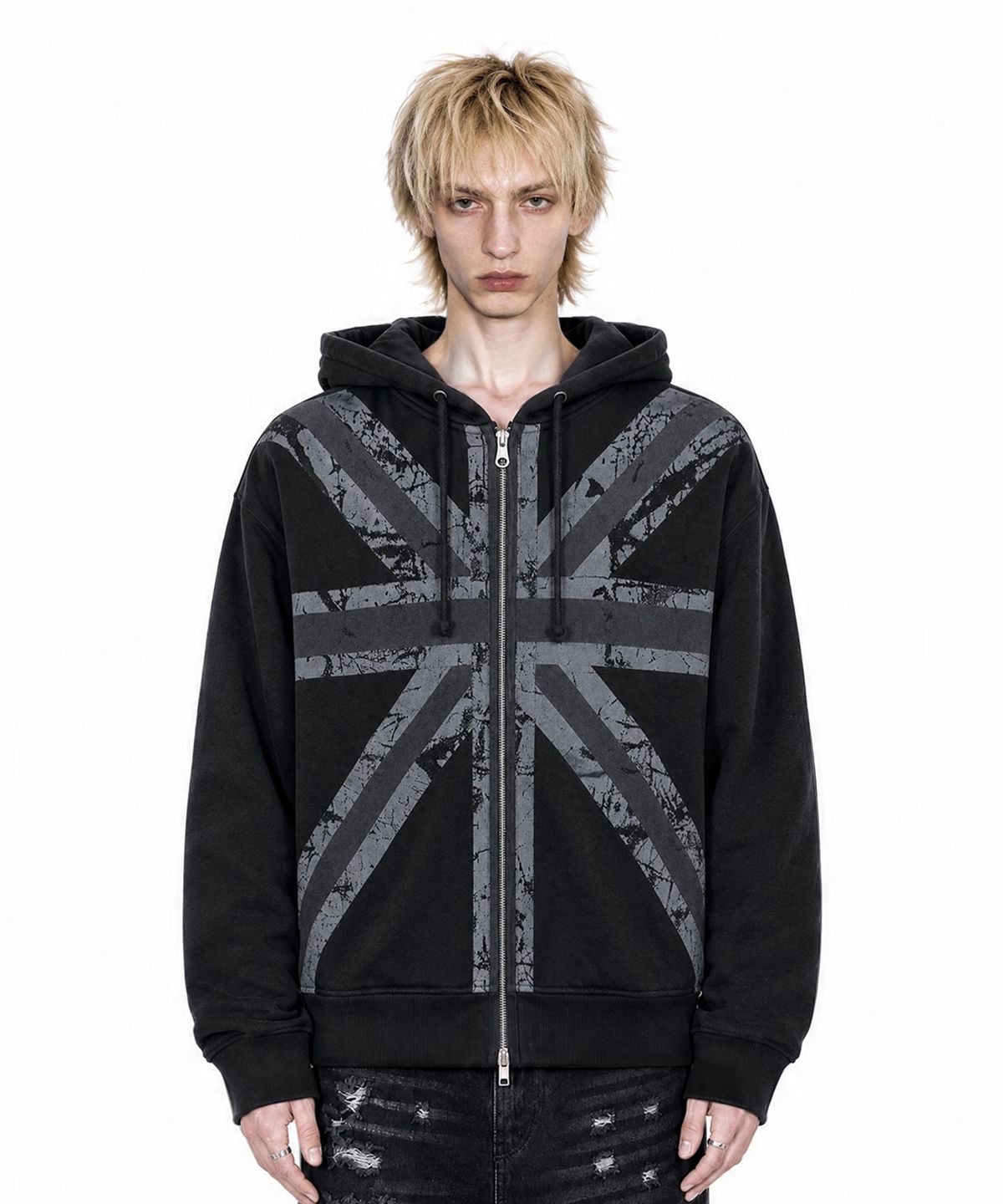 아이돈워너셀(IDWS) Union Crop Hoodie Zip Up Black