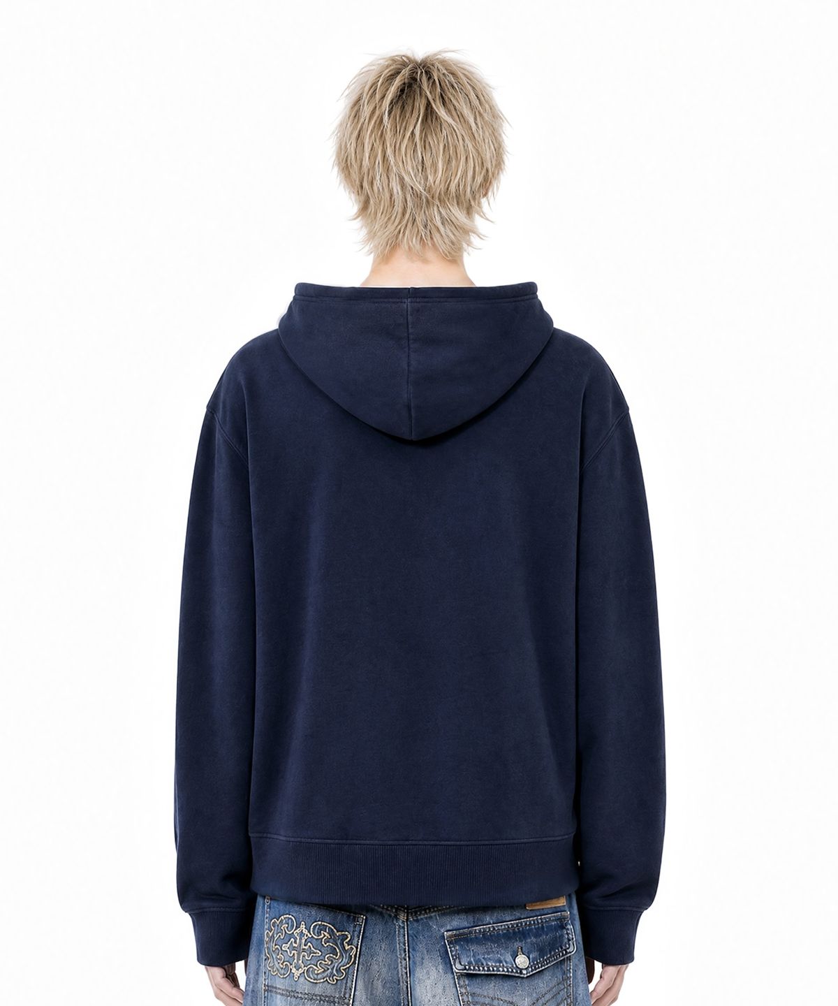 아이돈워너셀(IDWS) Union Crop Hoodie Zip Up Navy