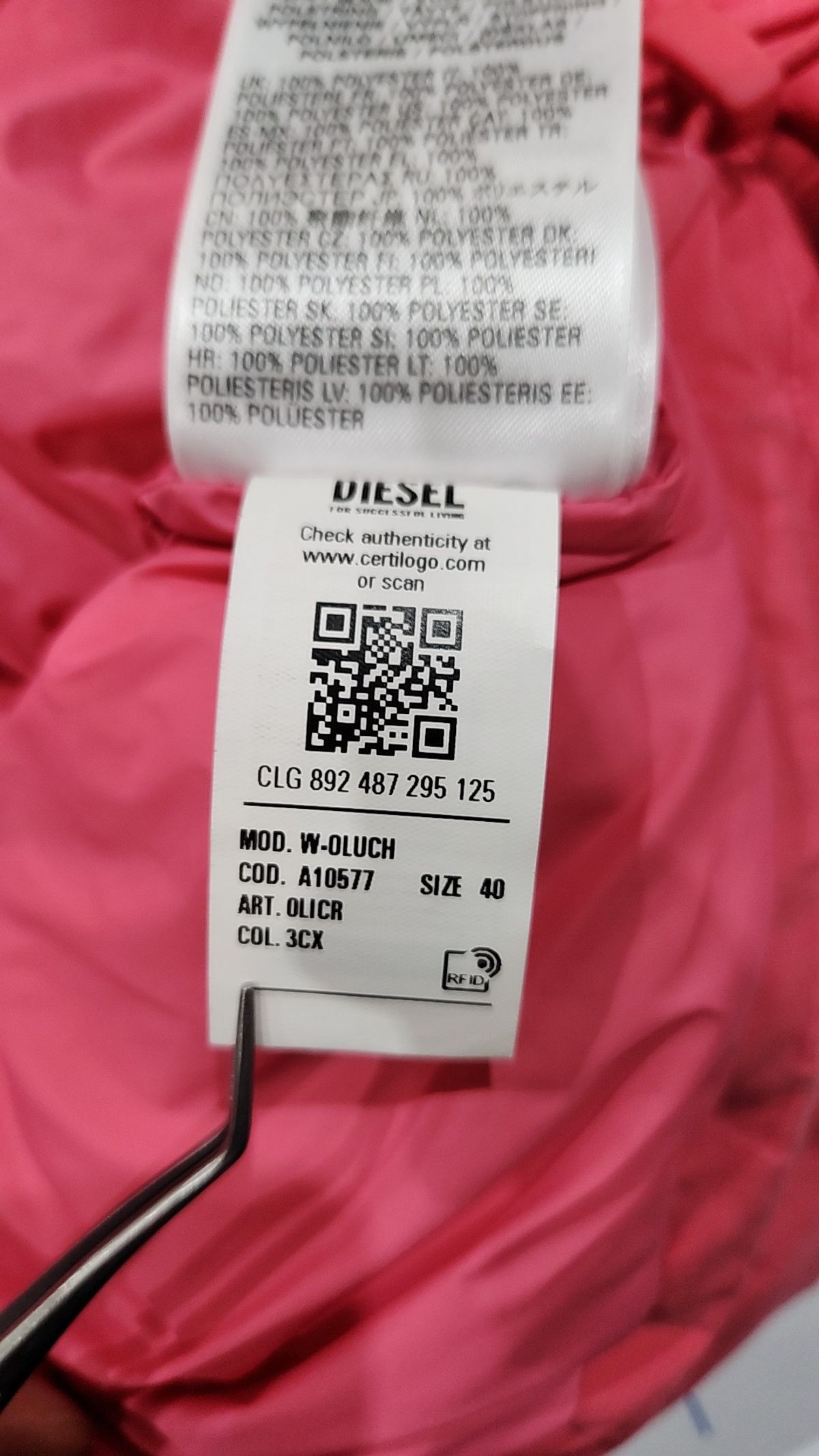 디젤(DIESEL) W-OLUCH 점퍼 - 핑크 / A105770LICR3CX 40