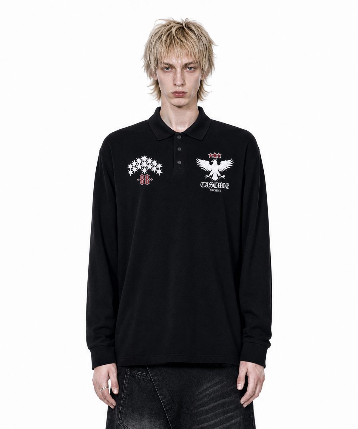 아이돈워너셀(IDWS) Star Ridge Long Sleeve Polo Shirt Black