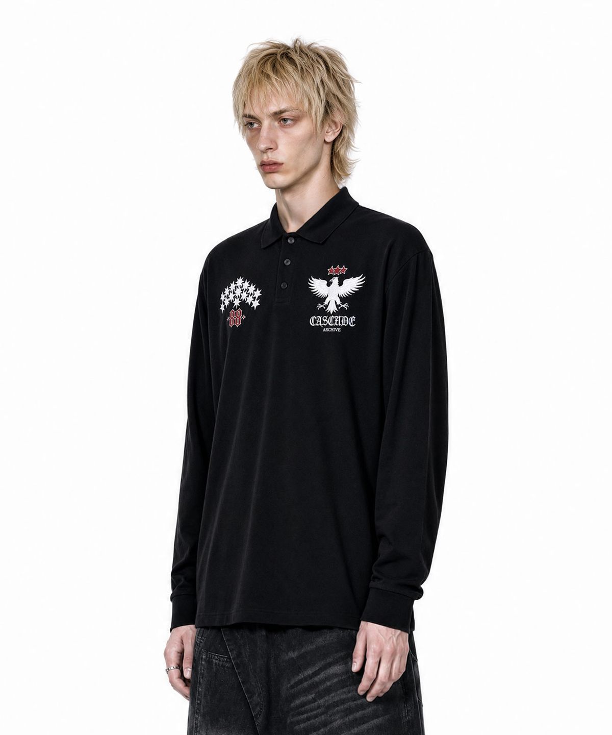 아이돈워너셀(IDWS) Star Ridge Long Sleeve Polo Shirt Black