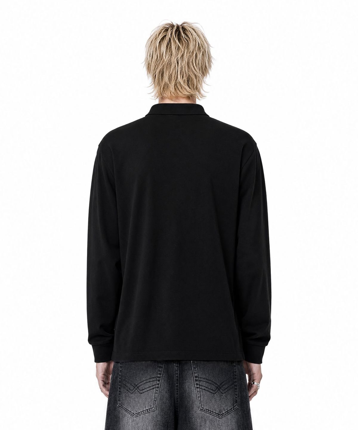 아이돈워너셀(IDWS) Star Ridge Long Sleeve Polo Shirt Black