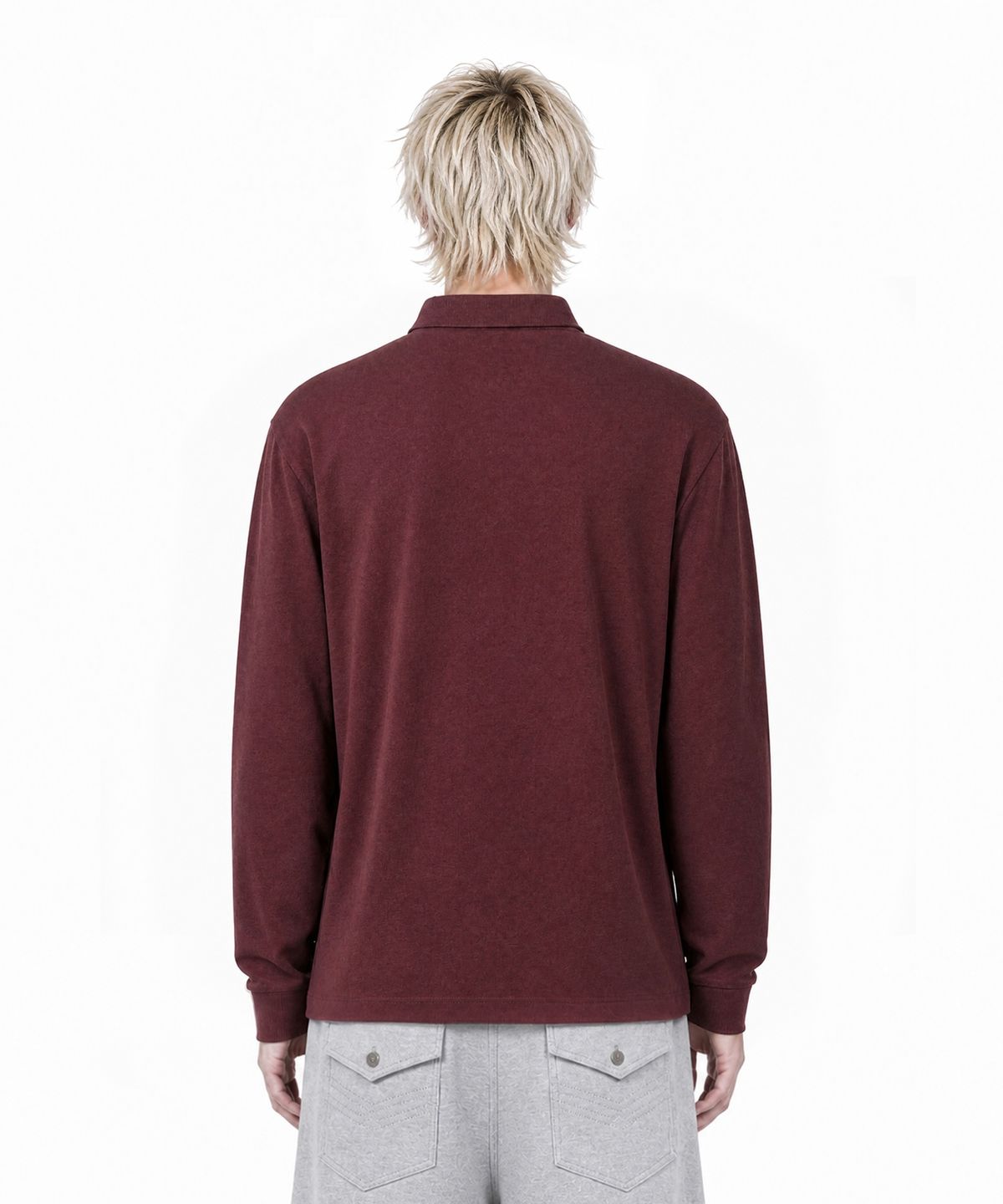 아이돈워너셀(IDWS) Star Ridge Long Sleeve Polo Shirt Burgundy