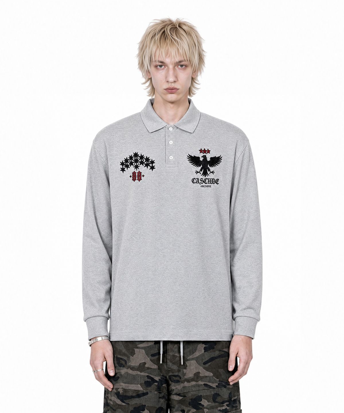 아이돈워너셀(IDWS) Star Ridge Long Sleeve Polo Shirt Gray
