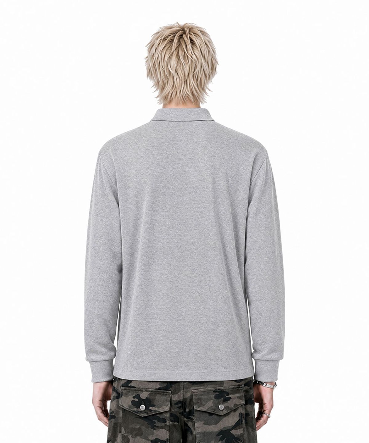 아이돈워너셀(IDWS) Star Ridge Long Sleeve Polo Shirt Gray
