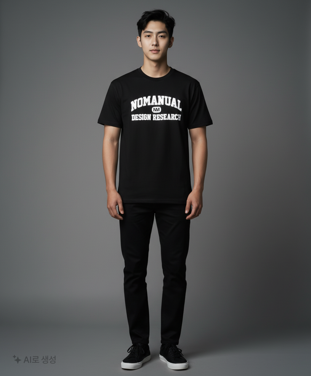 노매뉴얼(NOMANUAL) UNIVERSITY LOGO T-SHIRT - BLACK XL