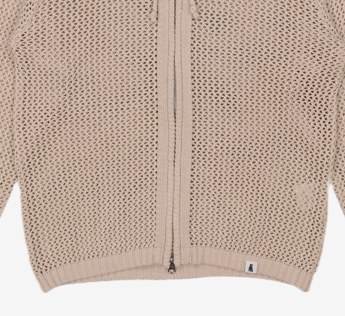 예일(YALE) MESHED HOODIE KNIT ZIP-UP GREEN BEIGE S
