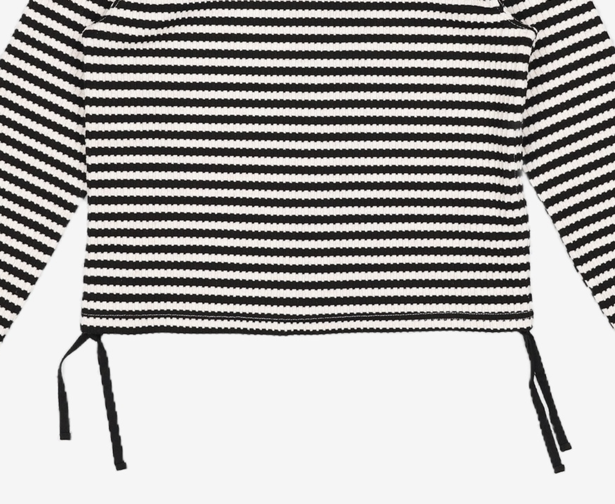 꼬모니노즈(COMONINOZ) W STRIPE CARDIGAN [BLACK] FREE