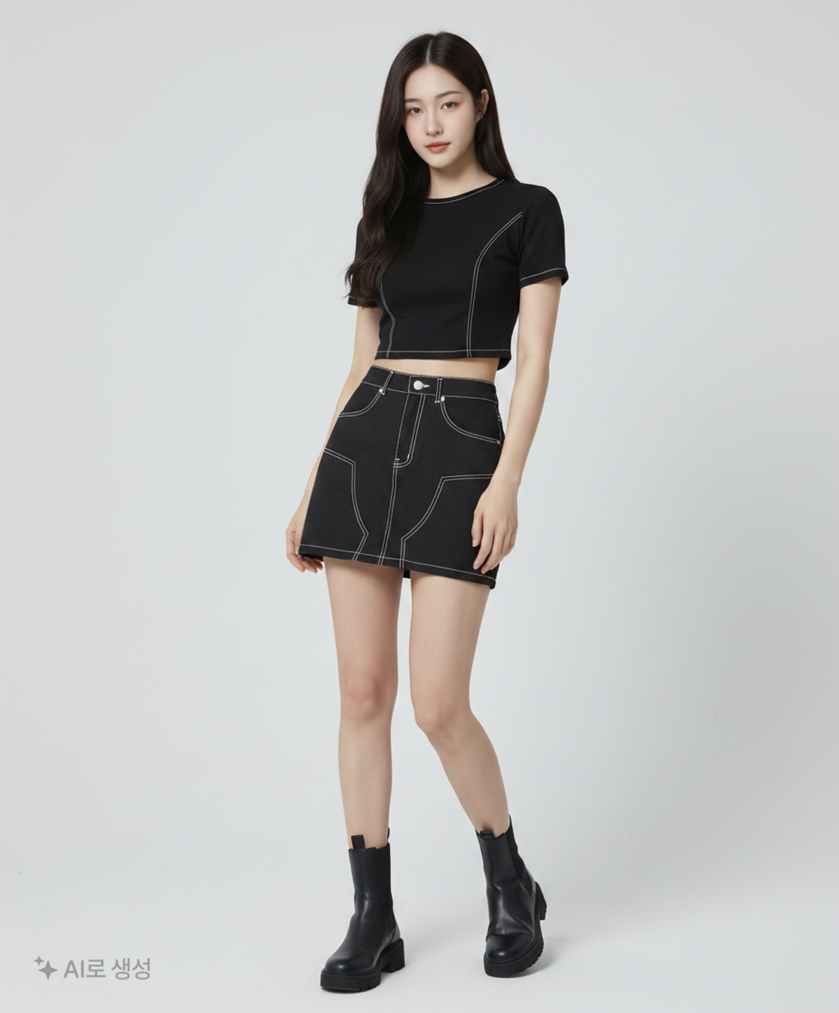 앤디아더(ANDTHEOTHER) 블랙 탑 스티치 미니 스커트 S