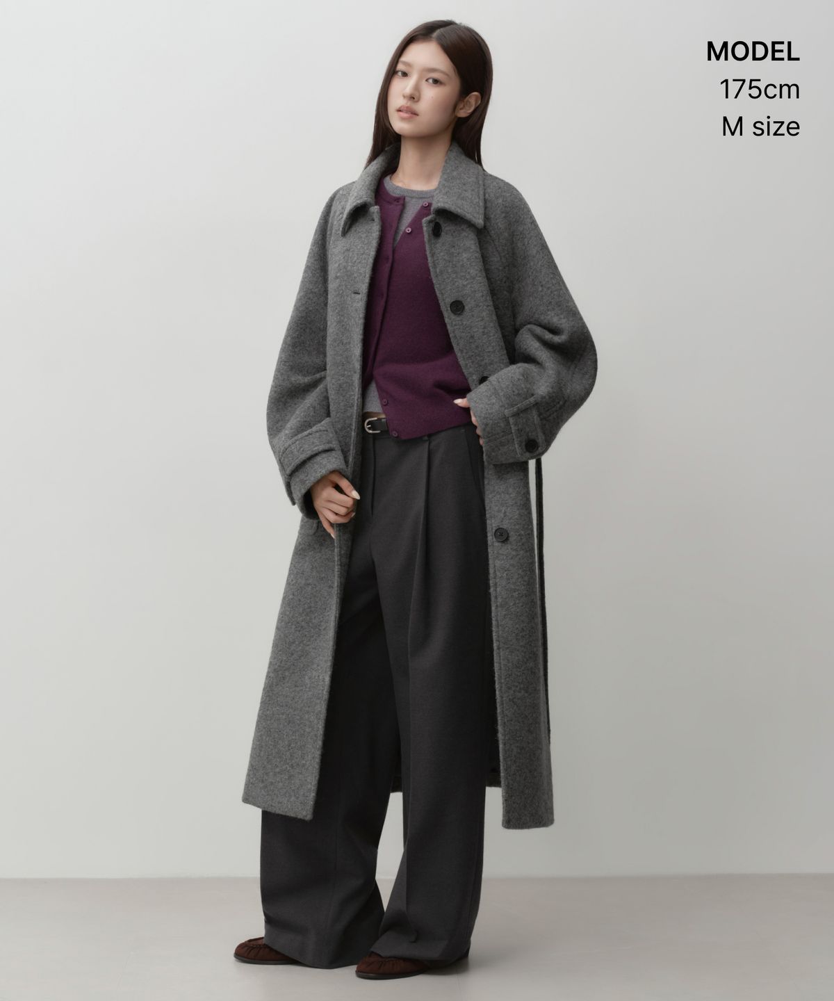 무신사 스탠다드 우먼(MUSINSA STANDARD WOMAN) 우먼즈 멜로우 울 블렌드 발마칸 로브 코트 [미디엄 그레이]