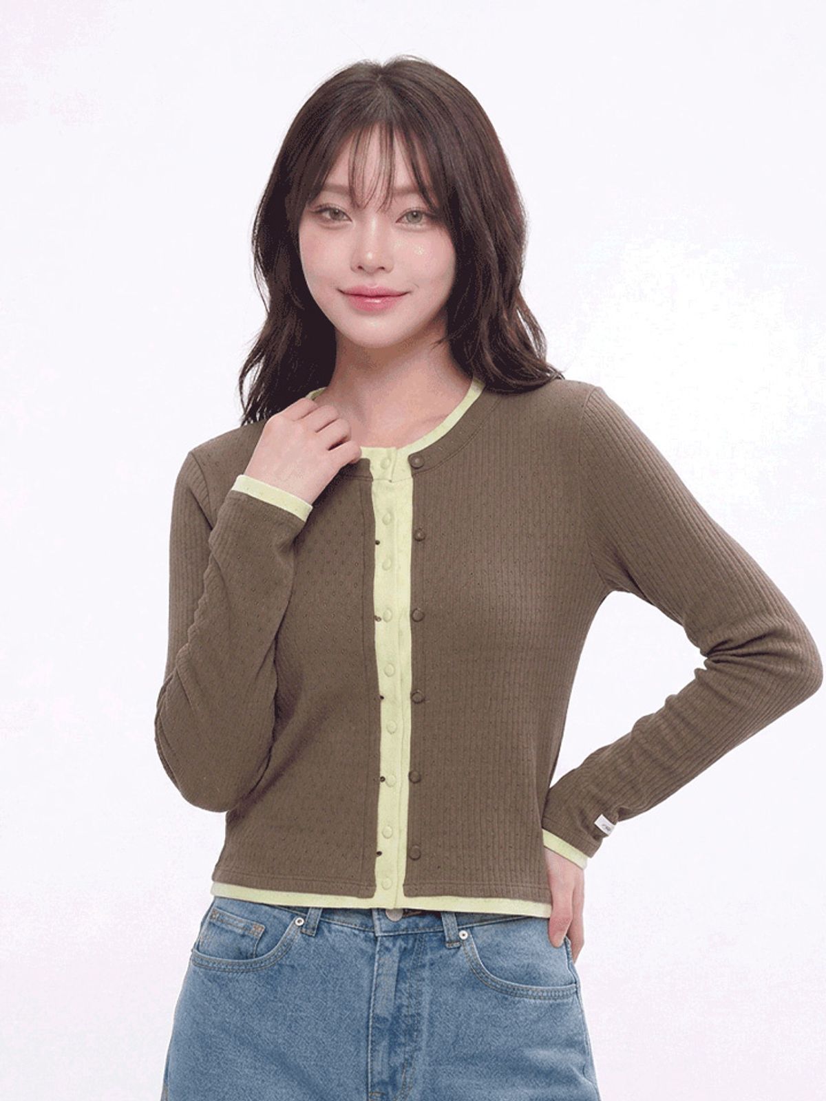행텐(HANGTEN) 여성 포인텔 레이어드 가디건_195(10580-131-609-69)
