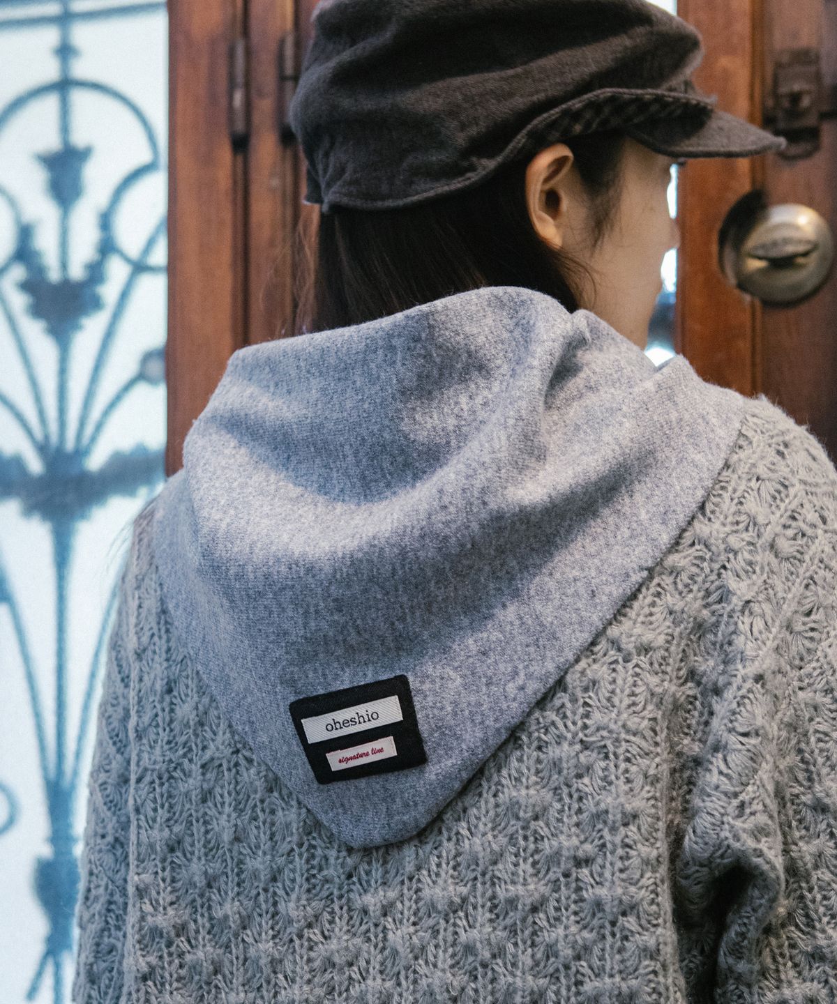 오헤시오(OHESHIO) SIGNATURE LABEL KNIT SCARF, STRIPE