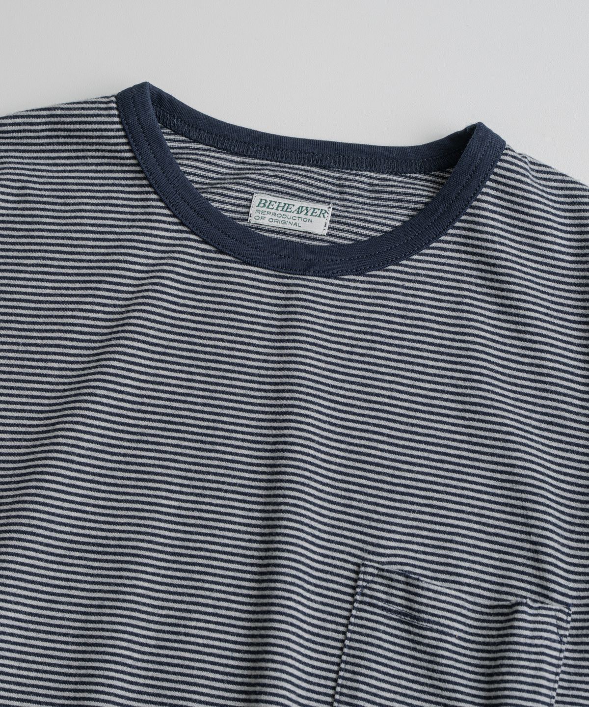 비헤비어(BEHEAVYER) BORDER L/S SHIRTS grey/navy
