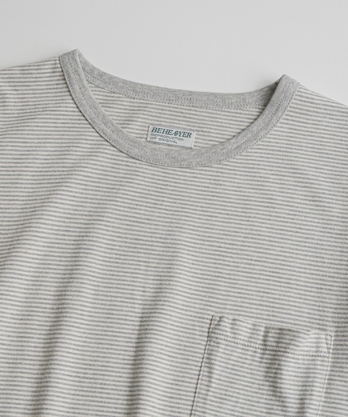 비헤비어(BEHEAVYER) BORDER L/S SHIRTS oatmeal/grey