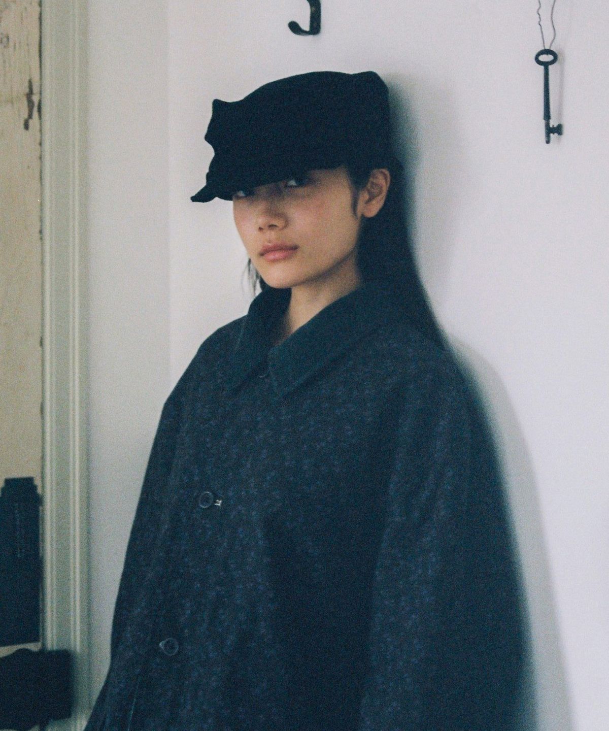 오헤시오(OHESHIO) VINTAGE COTTON CASQUETTE, BLACK