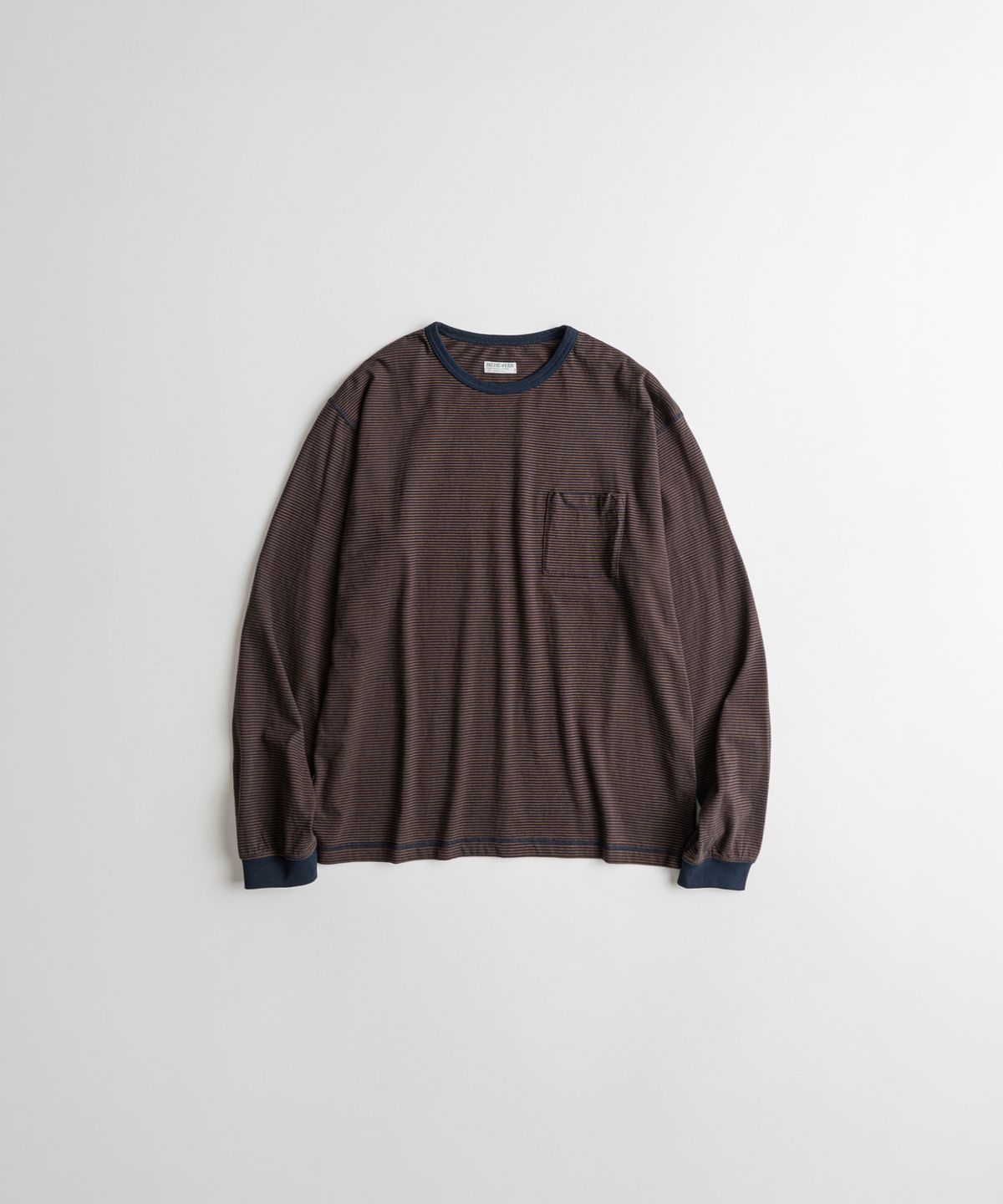 비헤비어(BEHEAVYER) BORDER L/S SHIRTS brown/navy