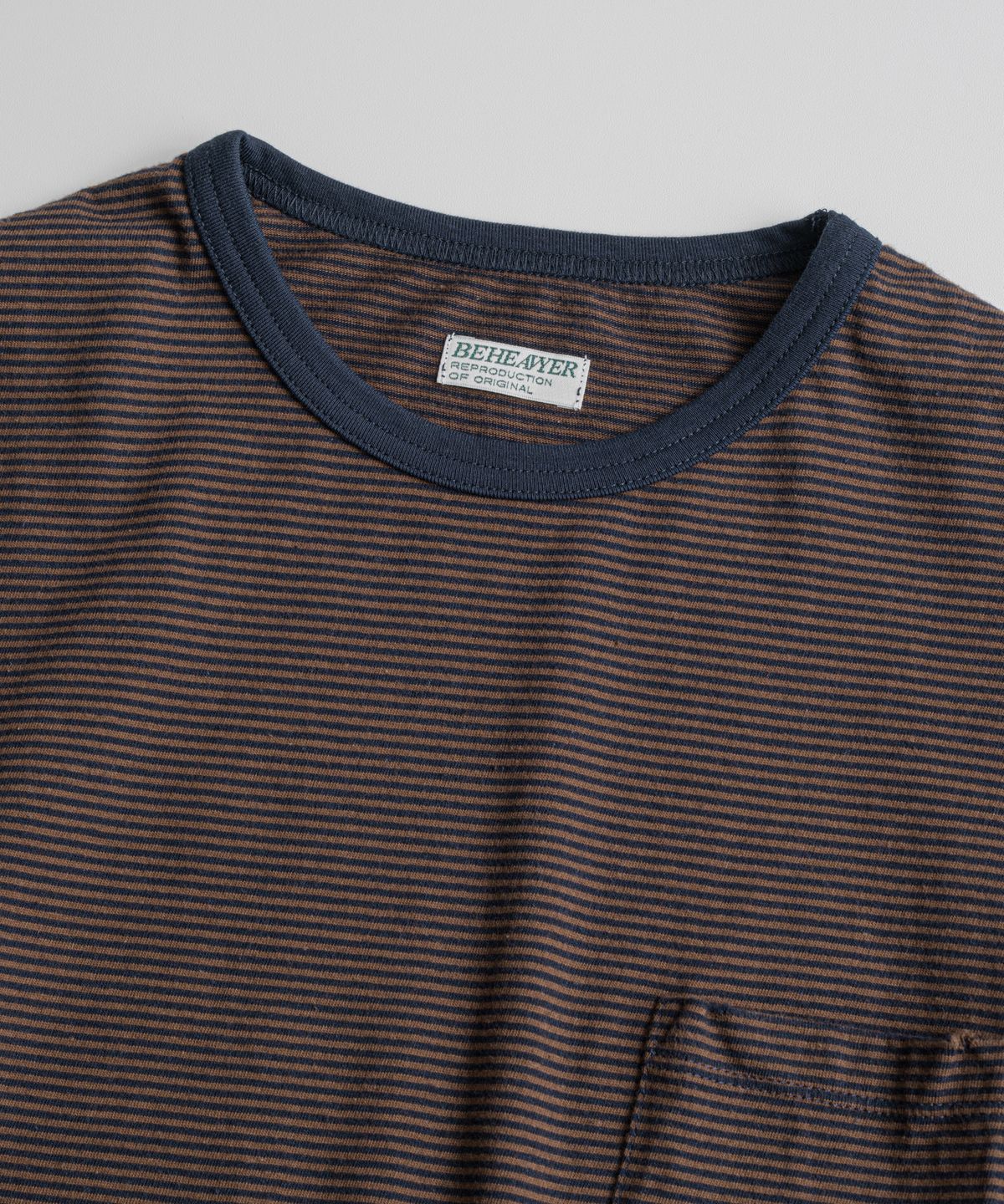 비헤비어(BEHEAVYER) BORDER L/S SHIRTS brown/navy