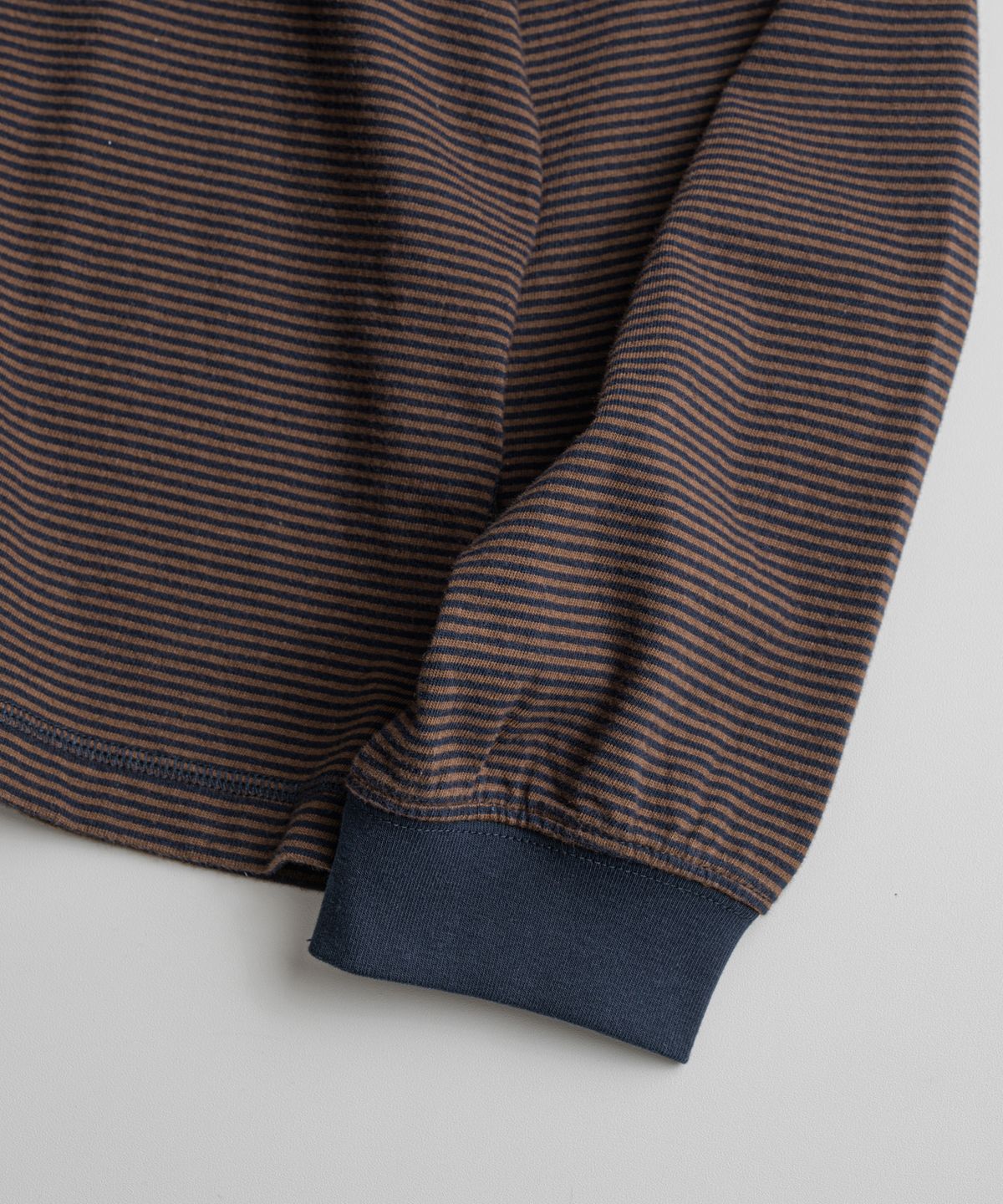 비헤비어(BEHEAVYER) BORDER L/S SHIRTS brown/navy