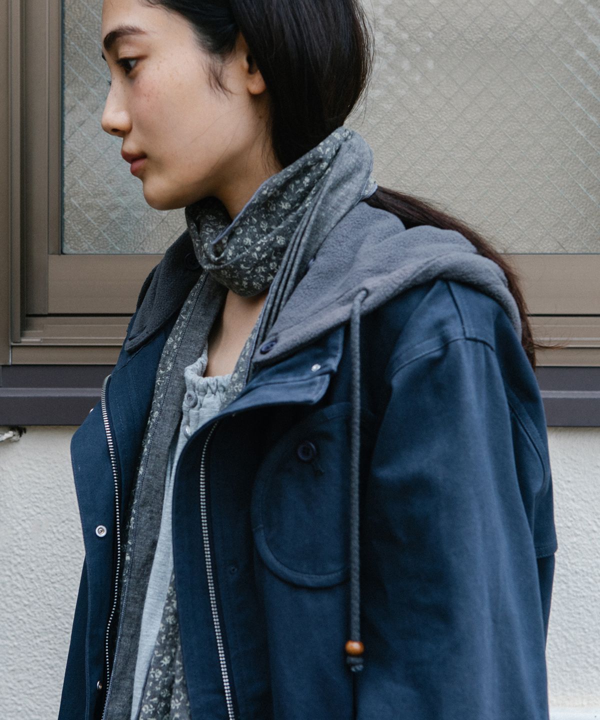 오헤시오(OHESHIO) VINTAGE FLORAL COTTON SCARF, BROWN