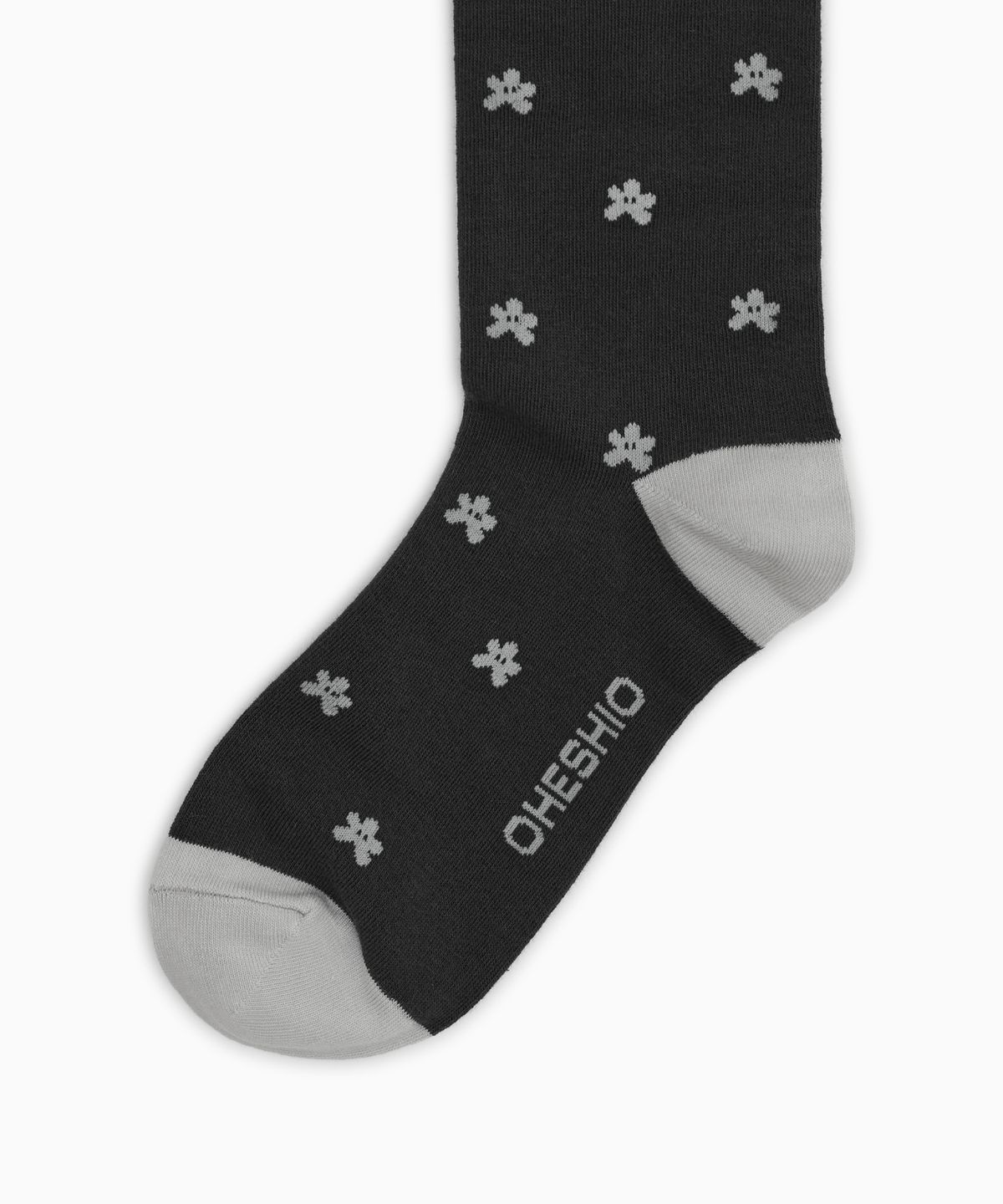 오헤시오(OHESHIO) FLORAL KNEE SOCKS, CHARCOAL