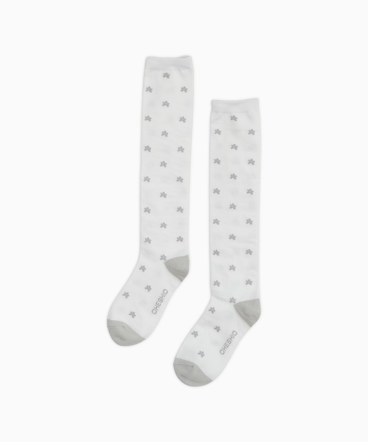 오헤시오(OHESHIO) FLORAL KNEE SOCKS, WHITE