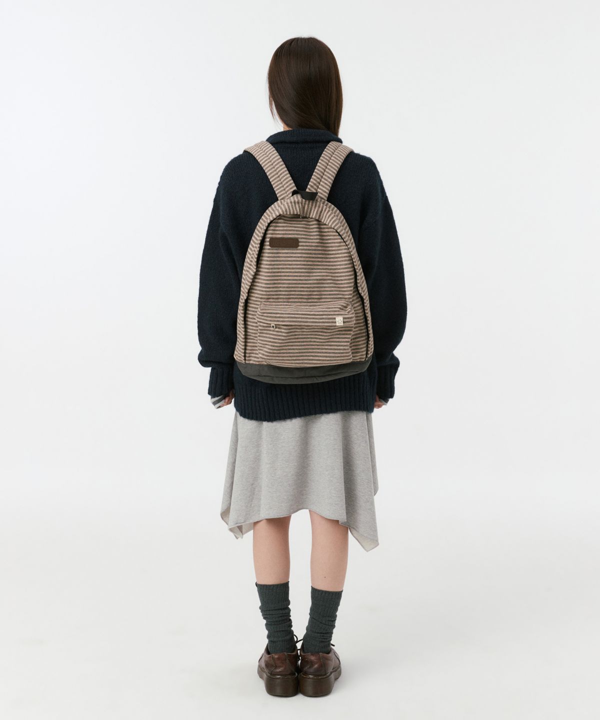 오헤시오(OHESHIO) JERSEY STRIPE BACKPACK, BROWN