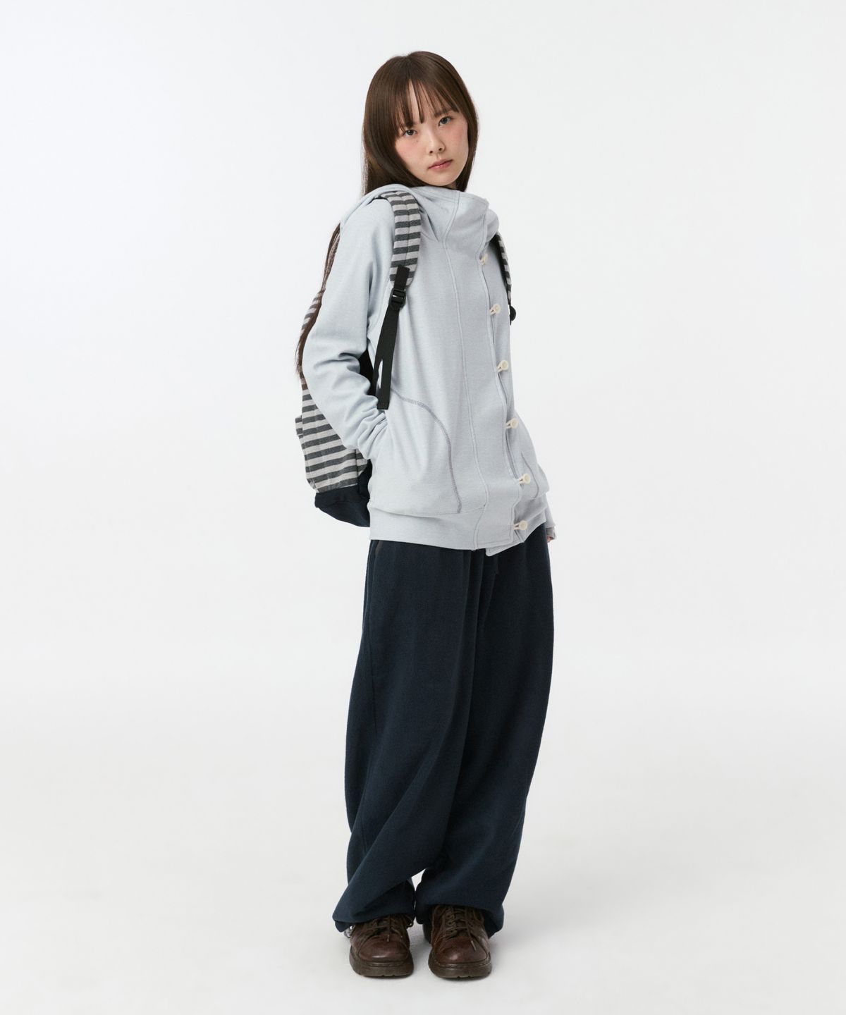 오헤시오(OHESHIO) JERSEY STRIPE BACKPACK, CHARCOAL
