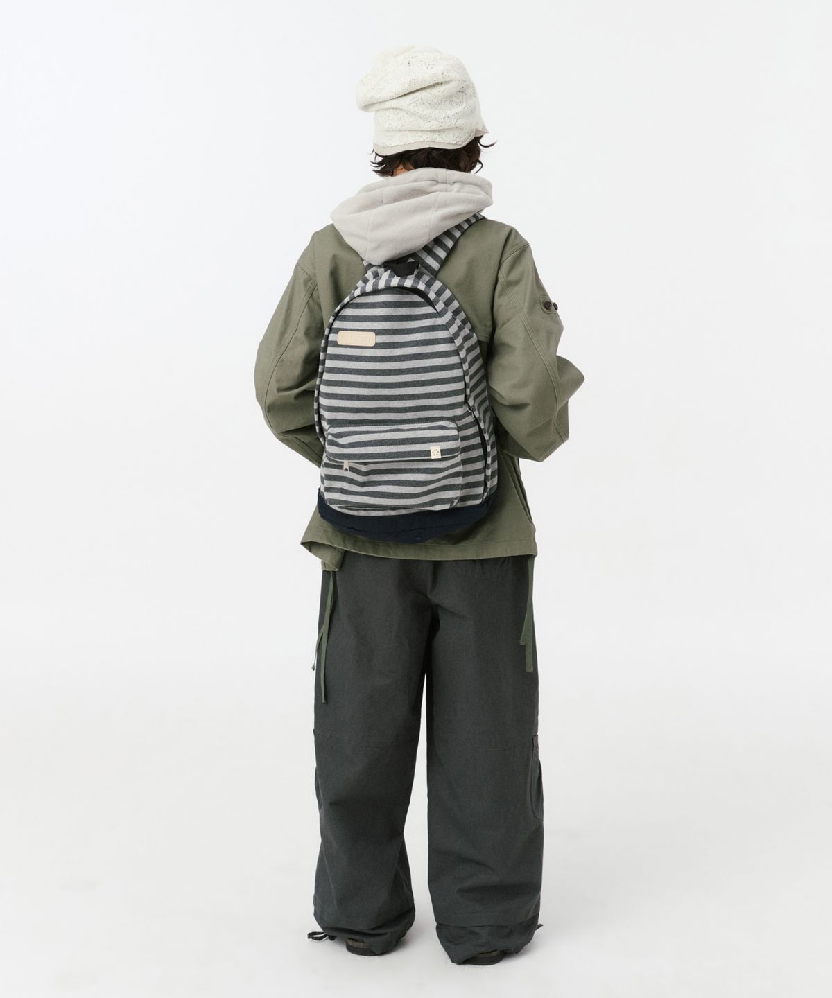 오헤시오(OHESHIO) JERSEY STRIPE BACKPACK, CHARCOAL